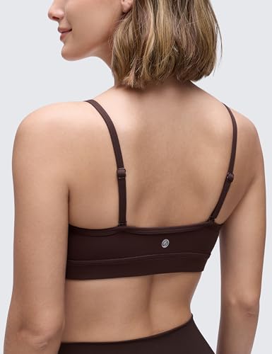 Image of CRZ YOGA Butterluxe V Neck Sports Bras | Light Support, Removable Pads, Yoga, Extremely Soft, Square Back, Adjustable Spaghetti Straps, for Women