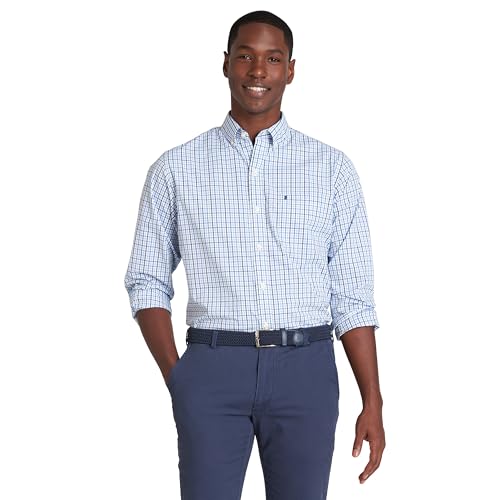 Izod Men's Performance Comfort Long Sleeve Shirt, Turkish Sea, Large