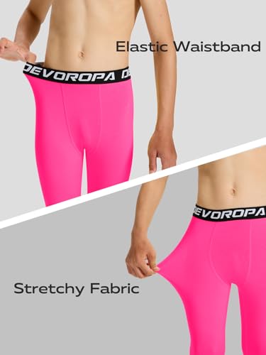 Image of DEVOROPA Boys Leggings Youth Compression Pants Sports Tights Basketball Football Baseball Soccer Baselayer Slim /Regular /Husky