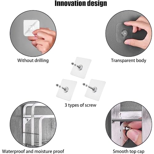 Image of TAZLYN super screw for wall stick hook for wall hanging without drill wall hanging hook for wall hooks for hanging strong photo frame hooks for wall hooks adhesive hooks for wall heavy duty PACK OF 10
