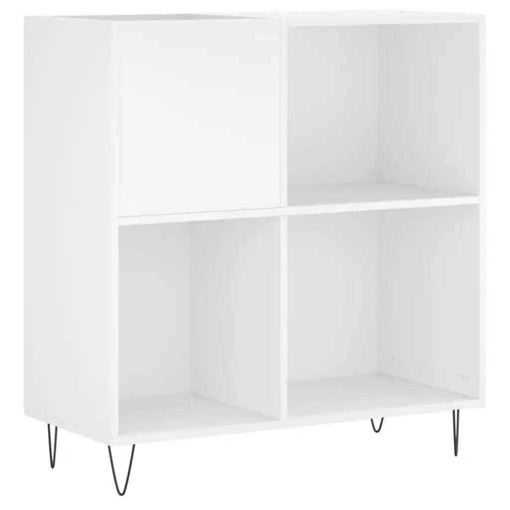 Helloshop26 Armadietto a dischi classico pratico, 84,5 x 38 x 89 cm, in legno di ingegneria, bianco 02_0049167