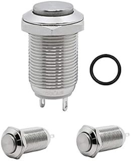 Coolais 2 Pcs Waterproof Push Button Switch Latching Metal Push Button Switch On Off 12mm 3A 250V AC PBSL-02 (High Head)