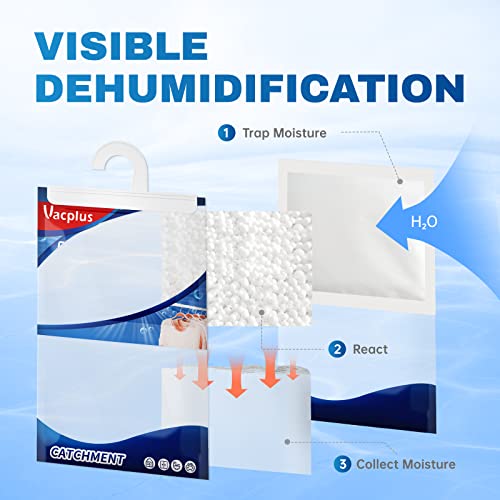 Vacplus Moisture Absorber, 10 Pack Portable Dehumidifiers For Closet And Enclosed Space, 14 Oz Dehumidifier Bags Effectively Trap Extra Moisture, Hanging Moisture Absorbers Eliminate Unpleasant Smell #TOP4