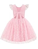 Arshiner Toddler Girl Easter Dresses Party Formal Birthday Tutu Tulle Tie Back Crew Neck Toddlers Dress Pink Size 6