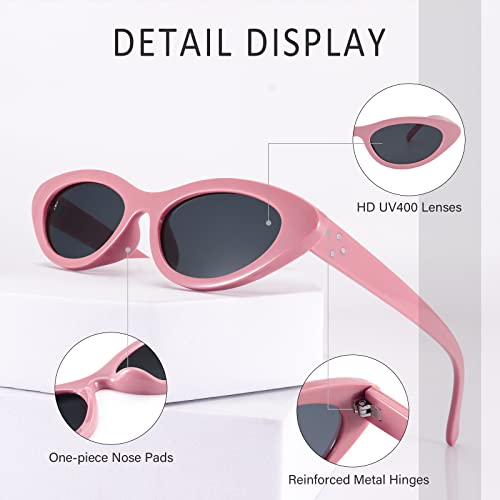 Dollger Womens Fashion Sunglasses 90s Trendy Cat Eyes Retro Black Sun Shades For Small Face3