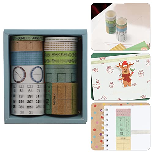 Wakauto 10 Rolls Calendário Washi Tape Tape Japonesa Mascaramento Fitas Decorativas Data Dia Mesinha