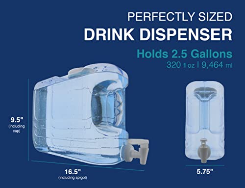 Arrow Home Products Oasis Drink Dispenser for Fridge, 2.5 Gallon - Plastic Beverage Dispenser with Spigot for Easy Dispensing - BPA Free Clear Plastic - Convenient Handle, Easy-Pour Spout