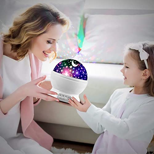 MOKOQI Star Projector Night Lights for Kids, Fun Gifts for 1-4-6-14 Year Old Girl and Boy, Projection Lamp for Kids Bedroom Ceiling, Stars and Moon for Child Asleep Peacefully (White) - Image 4