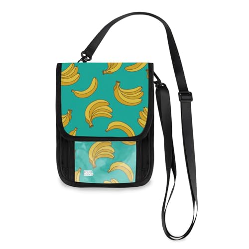 Mnsruu Fresh Banana Reisebrieftasche, Reisepasshalter, Kreditkartenhalter, Tasche, Unisex, Crossbody-Börse, Reisebrieftasche mit verstellbarem Riemen, #01, Einheitsgröße, modisch
