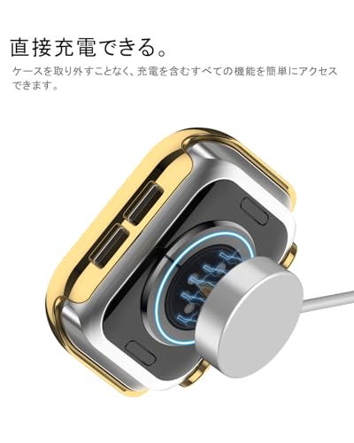 Miimall for Apple Watch 10 46mm ケース ラインストーン付け キラキラ 超簿軽量 耐衝撃 装着簡単 アップルウォッチ10 46mm 対応 可愛い 傷防止 保護ケース Apple Watch Series 10 カバー 専用 46mm ゴールド