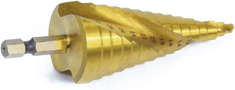 agujeros escalonados, agujeros cónicos, Broca de núcleo HSS con revestimiento de carburo, juego de ranuras en espiral, herramienta eléctrica, perforadora Pagoda de 4-12/20/32mm (Color: 1 pieza de 4 32