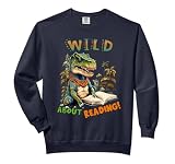 Librarian Teacher Kids Wild About Reading Dinosaur Reading Comfort Colors Adult Sweatshirt