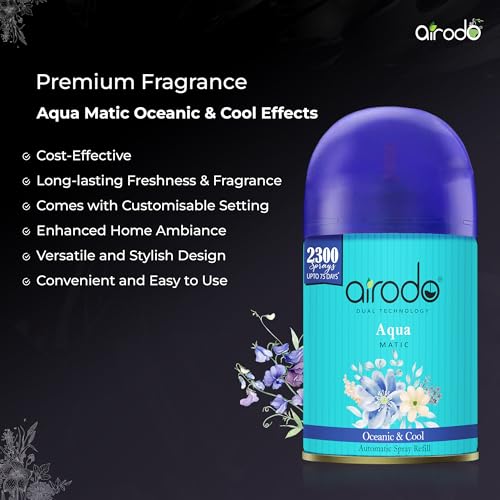 Image of Airodo Automatic Air Freshener Automizer Refill (Oceanic & Cool 235ml) + Pocket Gel Mix - 40g (Assorted 2 Floral and 2 Cirtus fragrances)| For Home & Office | Long Lasting Fragrance
