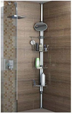 Artika typh2-l2 Typhoon 2 TYPH 2 Extendable Shower Caddy with 1 Mirror and Adjustable Racks and Shelves, Stainless Steel