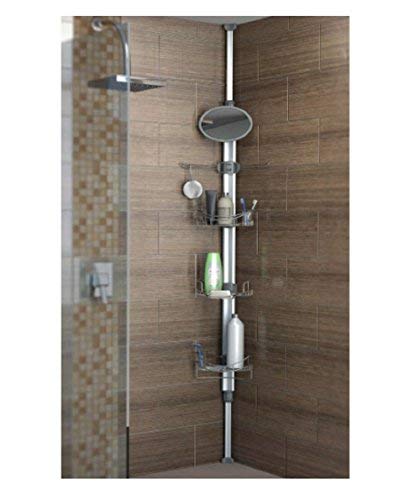 Artika typh2-l2 Typhoon 2 TYPH 2 Extendable Shower Caddy with 1 Mirror and Adjustable Racks and Shelves, Stainless Steel