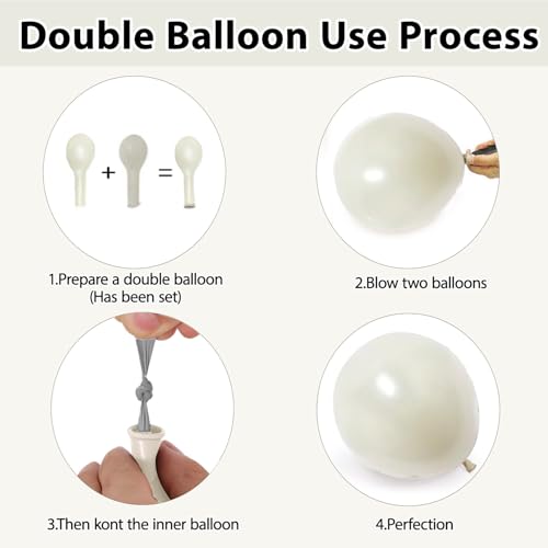 Image of Black Gold White Balloon Arch Kit,Pearl,Sand White,129 pcs,Different Size