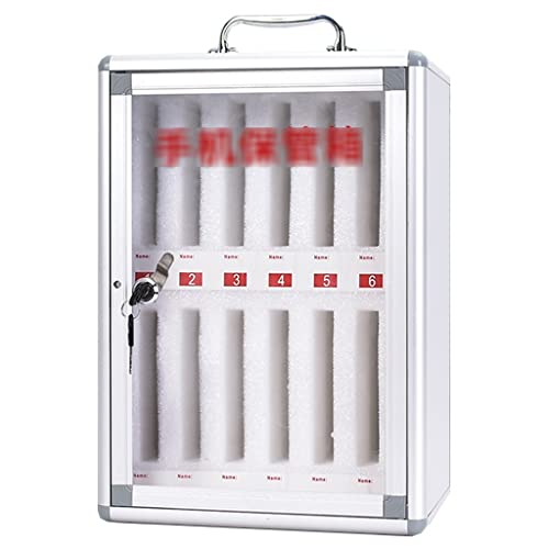 Phone Storage Cabinet Student Mobile Phone Management Box Transparent Mobile Phone Storage Box Mobile Phone Cabinet with Lock Can Hold 12~60 Mobile Phones (Color : Silver, Size : 12 bits)