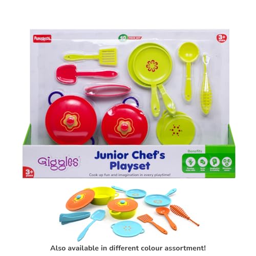 Image of Giggles Funskool Giggles Junior Chef's Playset - Colourful Pretend and Play Cooking Set, Role Play, Toy for Kids, 3 Years and Above, Preshool Toys, 10 Piece Set, Multicolour