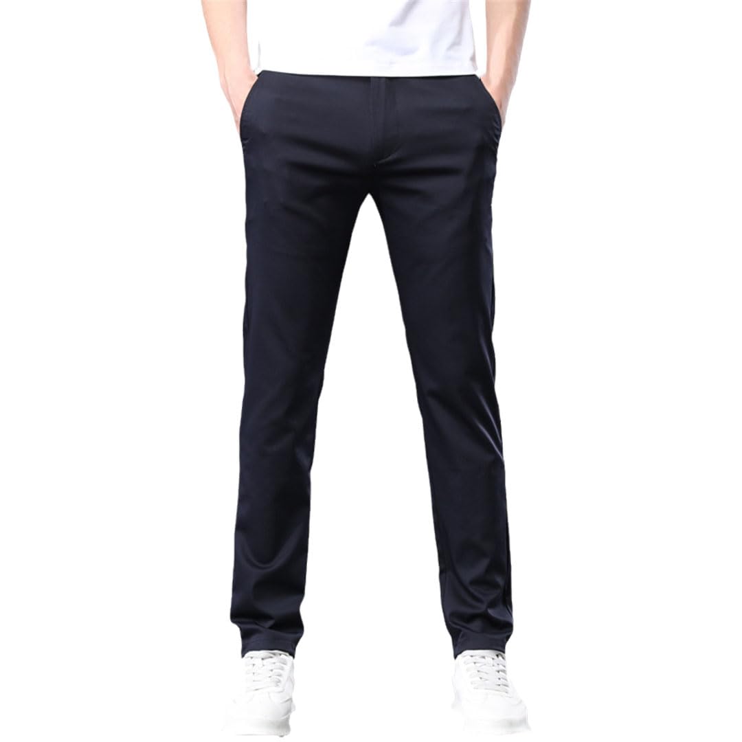 Pantalones Casuales De Ropa De Trabajo para Hombres Delgados De Verano Pantalones Elásticos Altos De Negocios