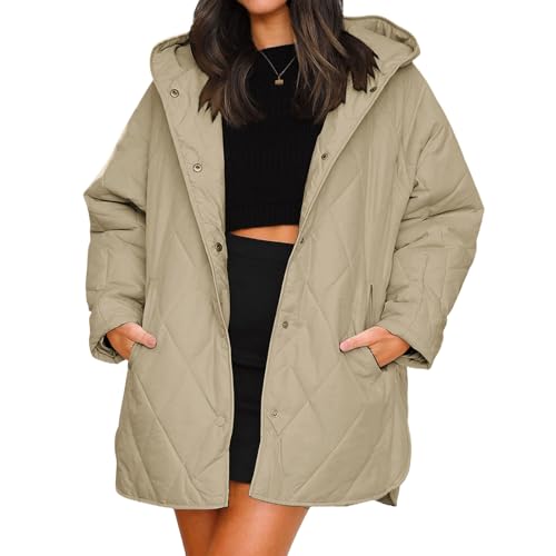 Veste légère d'hiver chaude contre le froid manteau rembourré ample femme à capuchon