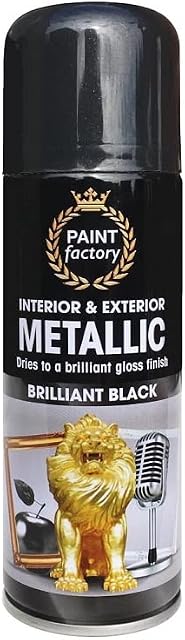 SuperGift.com 200ml Multipurpose Metallic Aerosol Spray Paint Quick Drying Spray For Fast Dry and Excellent Coverage for Metal, Wood, Plastic and More (Black)