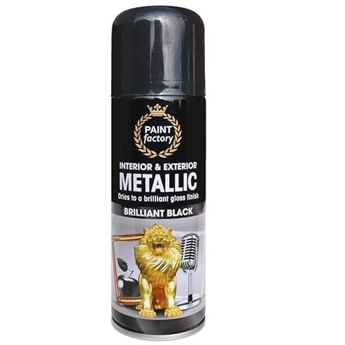 SuperGift.com 200ml Multipurpose Metallic Aerosol Spray Paint Quick Drying Spray For Fast Dry and Excellent Coverage for Metal, Wood, Plastic and More (Black)