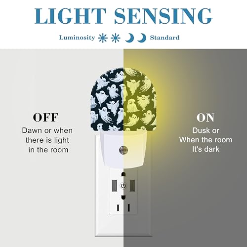 Image of Night Light for Kids Girls Boys, Halloween Funny Ghost LED Night Light Plug into Wall with Dusk to Dawn Sensor for Room Decor, Hallway, Kitchen, Bathroom, Nursery, Stairs