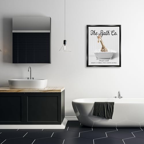 Image of Stupell Industries 'Bubble Bathtub Giraffe'| Floating Frame Canvas Art