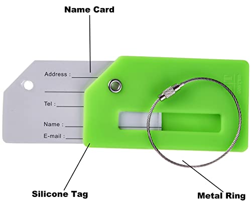 5 Pack Silicone Luggage Tag Baggage Handbag School Bag Suitcase Instrument Tag Label By Gostwo（Green） #TOP2