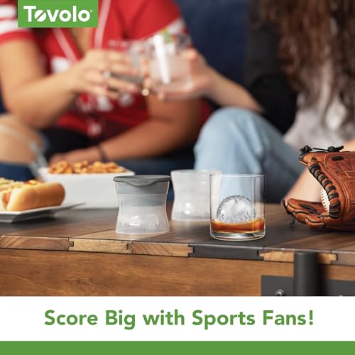 Image of Tovolo Baseball Ice Molds Pack of 2 Large Craft Ice Mold Spheres for Whiskey Bourbon Cocktails, Dishwasher Safe BPA Free Silicone Baseball Ice Sphere Fun Gifts for Baseball Fans Coaches Fathers Dads