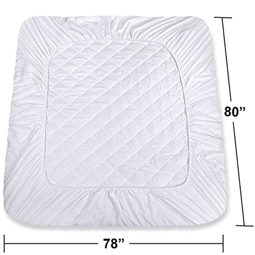 Utopia Bedding 2 Pack Quilted Fitted Mattress Pad, King Size, Elastic Fitted Mattress Topper Protector and Cover Stretches up to 16 Inches Deep, Machine Washable (White)