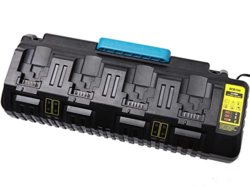 Lilocaja DCB104 4-Port Fast Charger Compatible with Dewalt 12V/20V Max Lithium Battery DCB205 DCB206 DCB120 DCB127 Replacement for Dewalt Charger DCB102 DCB102BP