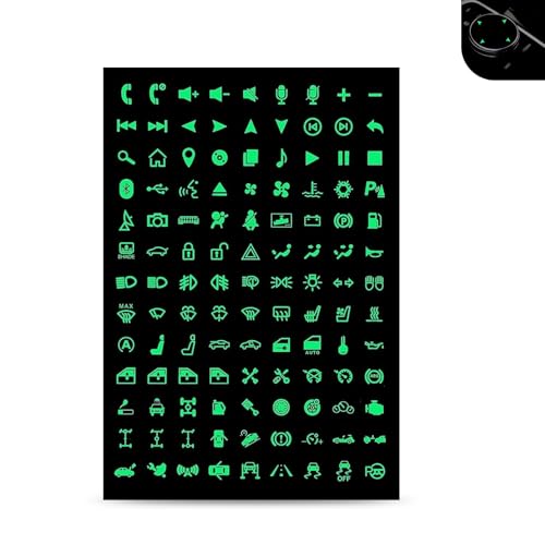 Zehiony 117 PCS Car Center Console Button Stickers, Luminous Switch Label for AC Audio GPS Door Lock, Self-adhesive Anti-scratch Protective Decal, DIY Modification Part for Cars (Fluorescence Green)