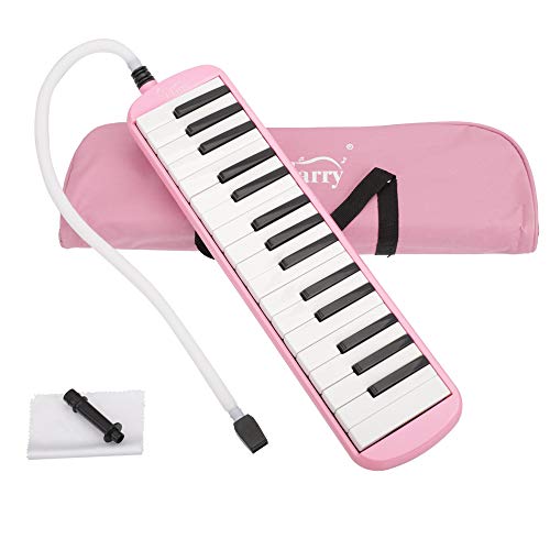 32 Key Melodica Instrument with Mouthpiece Air Piano Keyboard, Beginners Kids Gift (Pink)