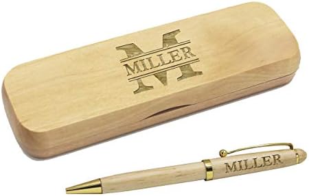 My Personal Memories Customized Pen with Monogrammed Case - Custom Engraved Ballpoint Pen Set for Men and Women (Maple)