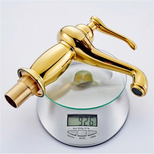 Mitigeur en laiton doré pour lavabo de salle de bains avec cartouche céramique premium