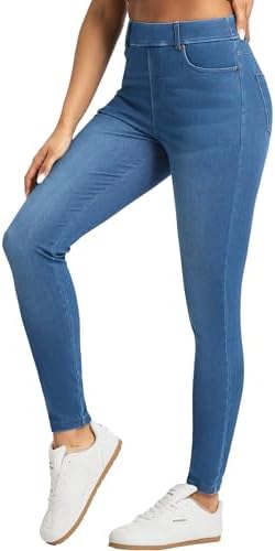 THE GYM PEOPLE Damen Skinny Jeans High Waist Jeggings Stretch mit Taschen | Gurtelschlaufen, Bauchkontrolle, 4 Taschen, 4-Wege-Stretch, Atmungsaktiv, Jeans Leggings für Mode, Yoga,