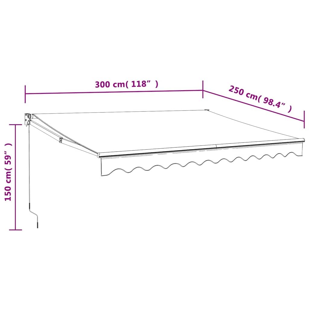 vidaXL Tenda Sole Automatica Retrattile Crema 3x2,5 m