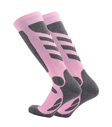 Calcetines Cómodos Calcetines De Esquí Invierno Cálido Grueso Térmico Deportes Al Aire Libre Montañismo Largos Suaves Reforzada(Pink,34 * 19 cm)