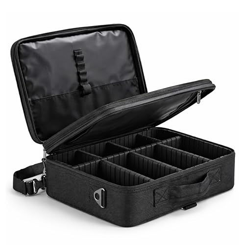 ROZIA Extra Large Size 40cm x 30 cm x 12cm Makeup Box for Girls,Makeup Box Vanity, Makeup Kit Pouch, Cosmetic Bag, Makeup Brush Organizer and Vanity Bag, Toiletry Jewellery Box, Black, 1 Count (Pack