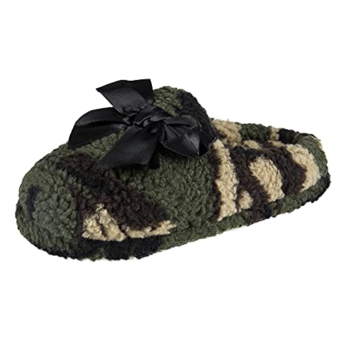 Jessica Simpson Women's Plush Marshmallow Slide On House Slipper Clog With Memory Foam, Camo, Large #TOP22