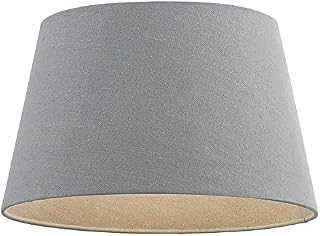 National Lighting Modern Lampshade Grey Linen Effect Fabric Lampshades - 14-Inch Tapered Light Shade - 60W 240V E27/B22 GLS Incandescent or LED (Not Included)