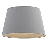 National Lighting Modern Lampshade Grey Linen Effect Fabric Lampshades - 8-Inch Tapered Light Shade - 40W 240V Incandescent or LED E14 Golf (Not Included) - Image 1
