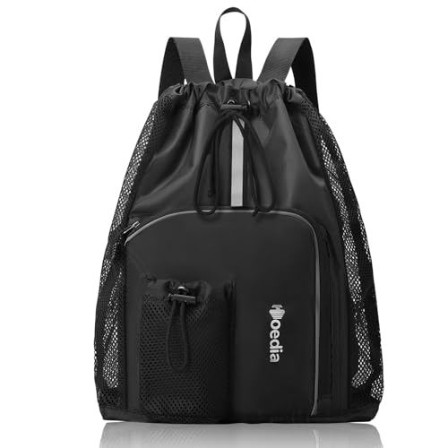 Hoedia Mesh Swim Bag Drawstring Backpack Beach Backpack for Swimming,