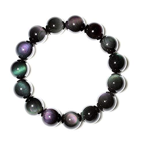 El Natural méxico Obsidian Rainbow Binoculus Beads Stretch Bracelet Prom Cover