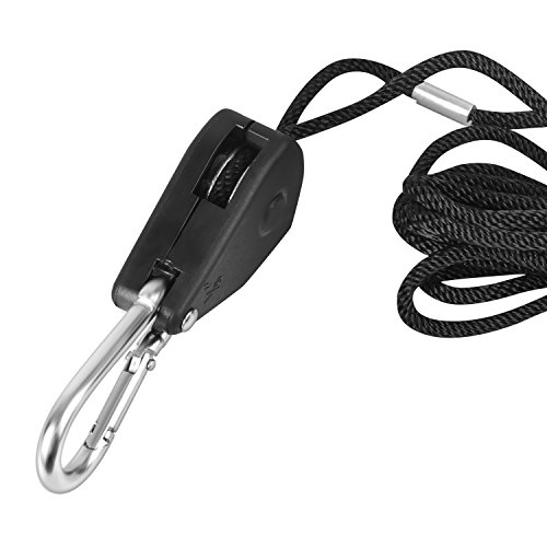 Ipower Glropex6 6-Pair 1/8 Inch 8-Feet Long Heavy Duty Adjustable Rope Clip Hanger (150Lbs Weight Capacity) Reinforced Metal Internal Gears, 6 Pack, Black #TOP2