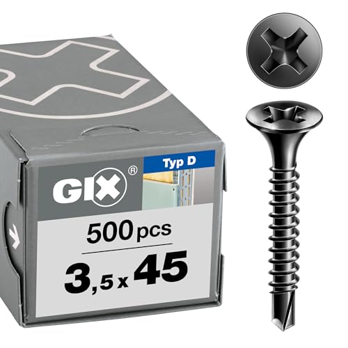 SPAX GIX-D Schnellbauschrauben 3 5 x 45 mm Vollgewinde 500 Stück Bohrspitze Kreuzschlitz-H2 Trompetenkopf Trockenbauschrauben für verstärkte Metallprofile 1991170350455