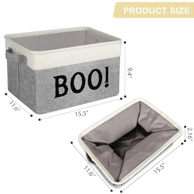 Halloween Boo Basket with Handles, Personalized Trick or Treat Storage Baskets Organizer, Halloween Basket Gifts Organizing for Home Decor (BOO)