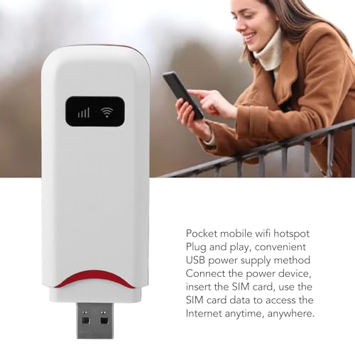 Image of gernie WiFi Router, 4G LTE USB Travel Hotspot, High Speed Portable Plug and Play Up to 10 Users WPA WPA2 WiFi Encryption 4G WiFi Modem Dongle with SIM Card Slot for Phone Laptop, gernie8fohm1v4bn