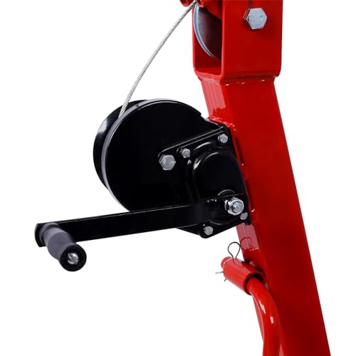 Tomkate Davit Crane, 2000 LBS Hydraulic Pickup Truck Crane with Hand Winch, 44.5” to 59” Working Boom Range, Lifting Range 5” - 82.5”, 360 Degree Swivel (Red)